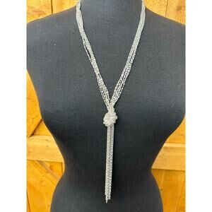Women's Long Multistrand Knotted Necklace Statement GUC